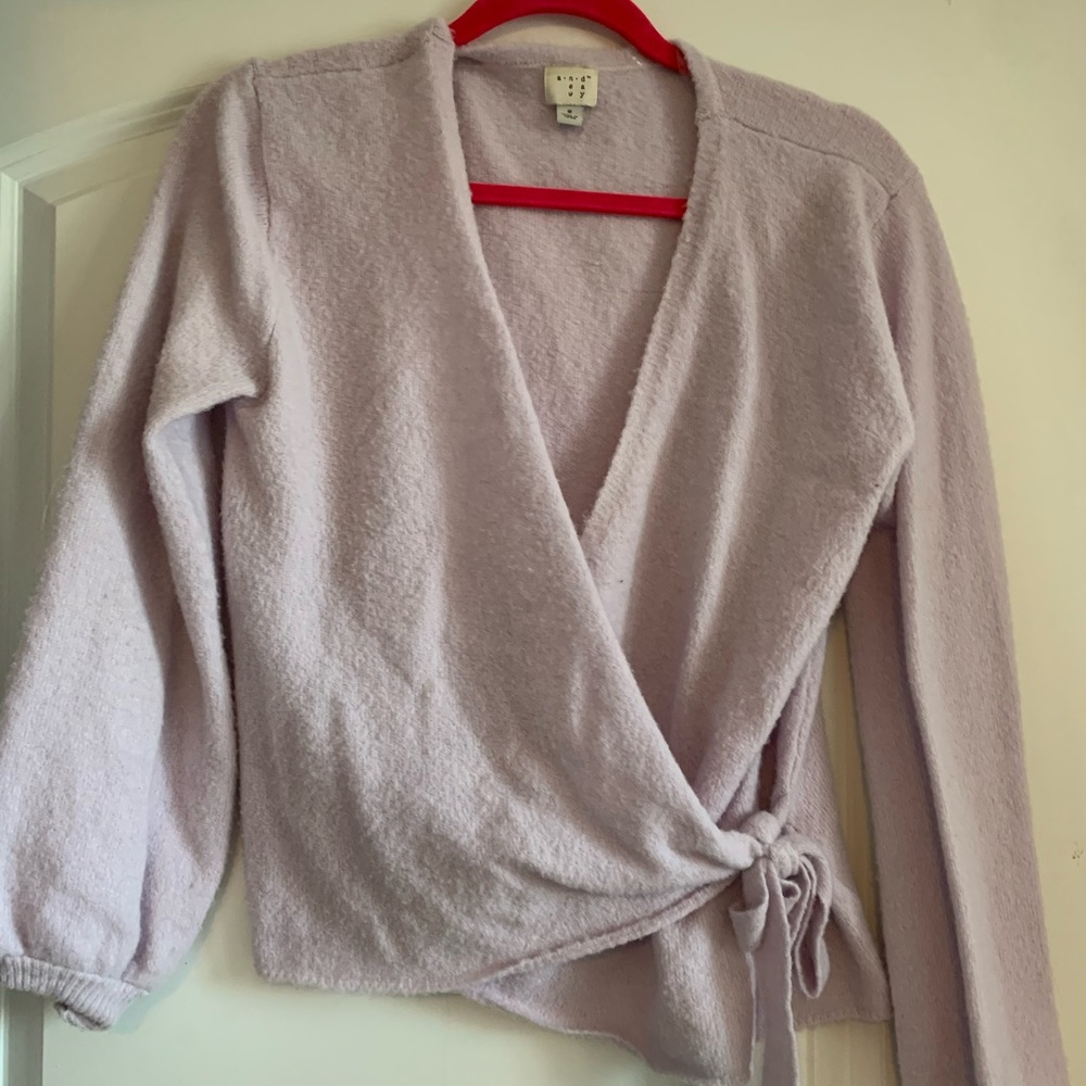 Wrap tie lavender blouse